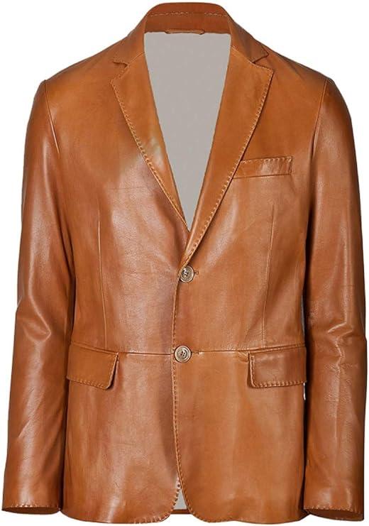 Men's TWO BUTTON Leather Blazer TB007 - Leather Safari
