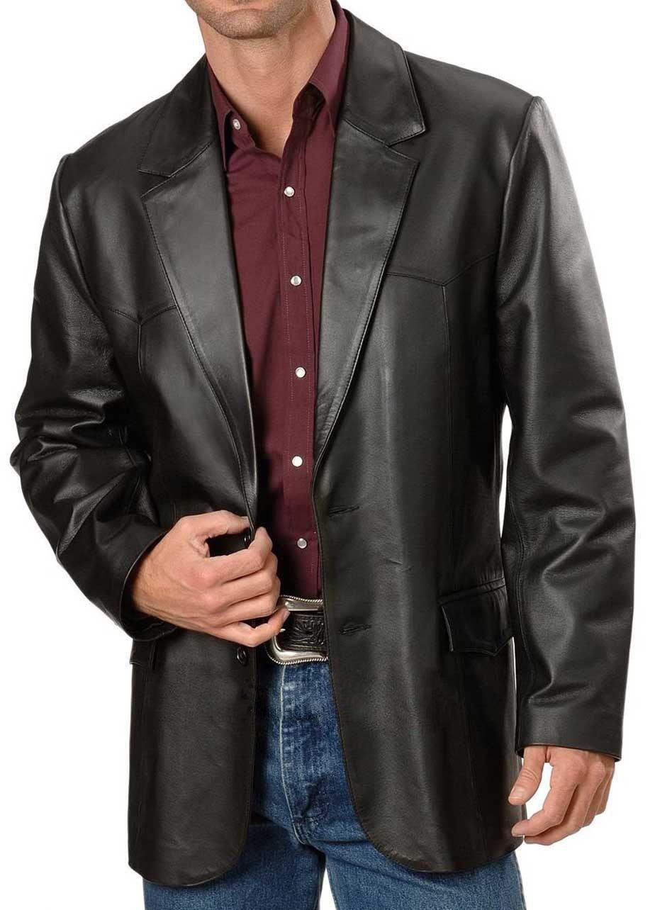 Men's TWO BUTTON Leather Blazer TB005 - Leather Safari