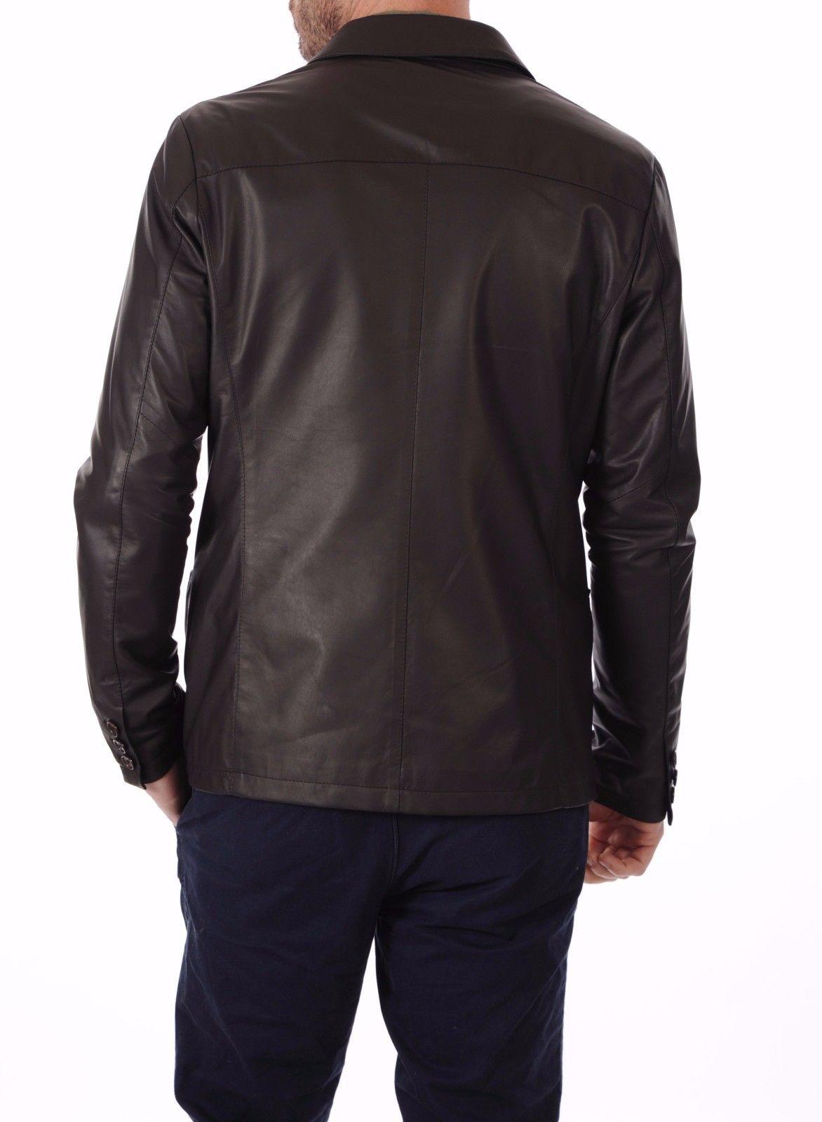Men's TWO BUTTON Dark Brown Leather Blazer TB018 - Leather Safari