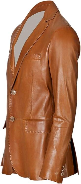 Men's TWO BUTTON Leather Blazer TB007 - Leather Safari