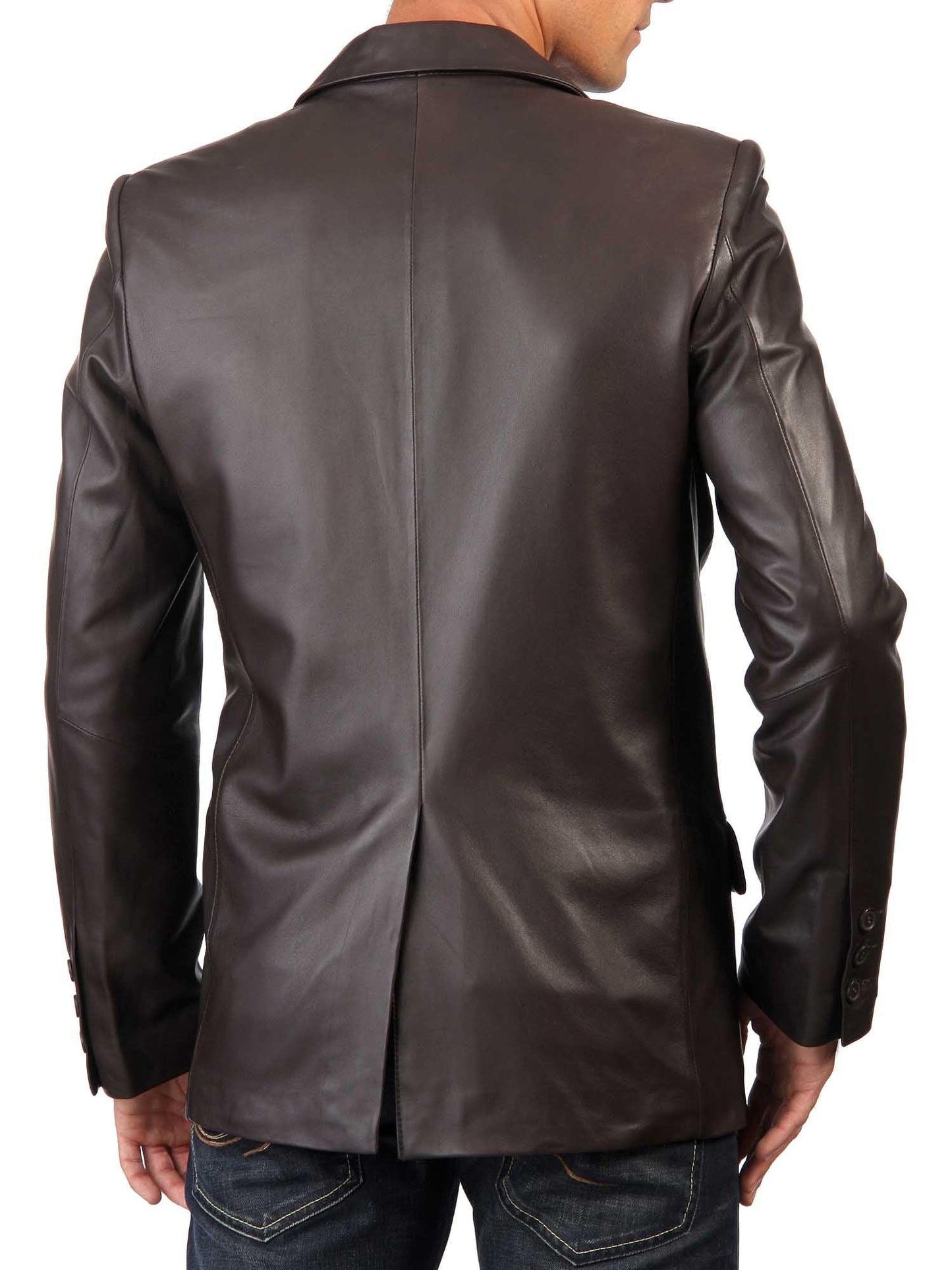 Men's TWO BUTTON Dark Brown Leather Blazer TB014 - Leather Safari