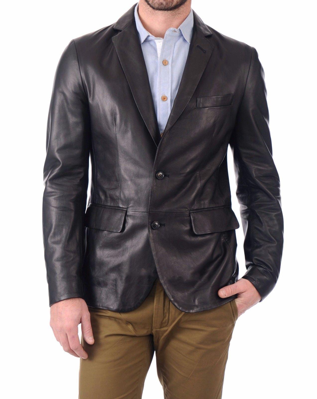 Men's TWO BUTTON Leather Blazer TB013 - Leather Safari