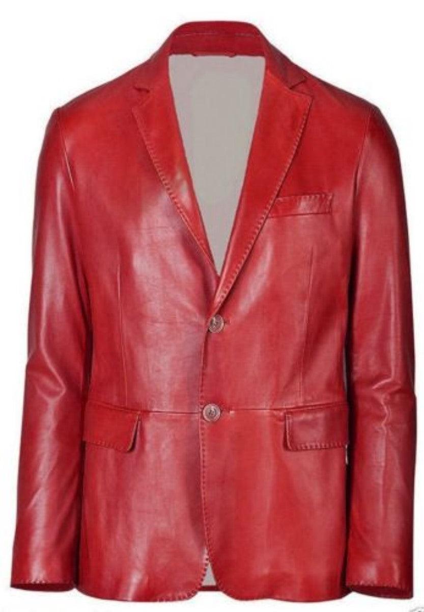 Men's TWO BUTTON Leather Blazer TB007 - Leather Safari