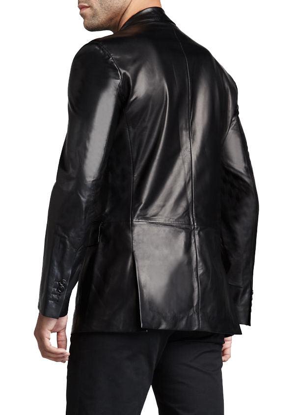 Men's TWO BUTTON Leather Blazer TB001 - Leather Safari