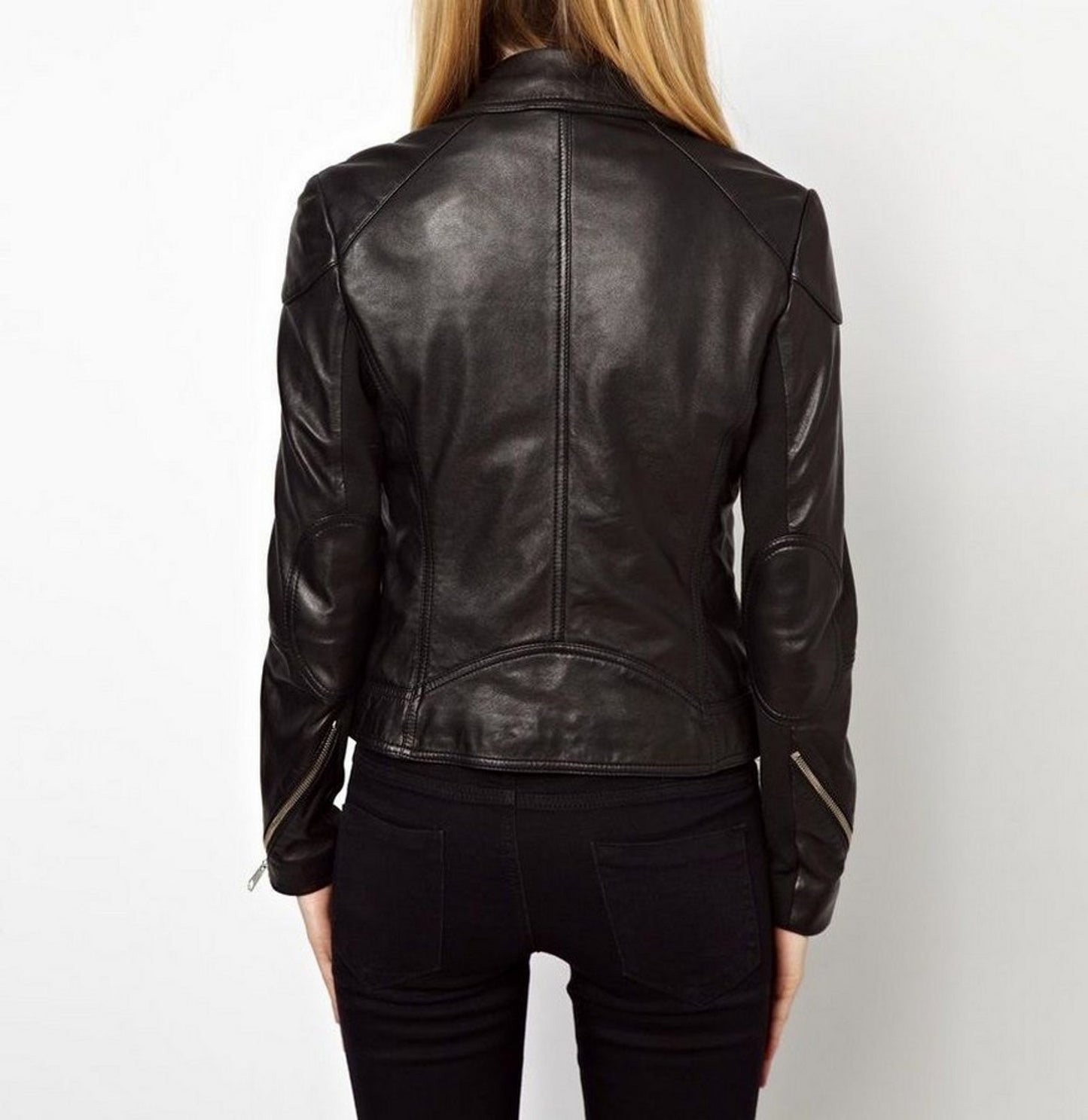 Women's Genuine Leather Motorcycle Jacket Black WJ012 - Leather Safari