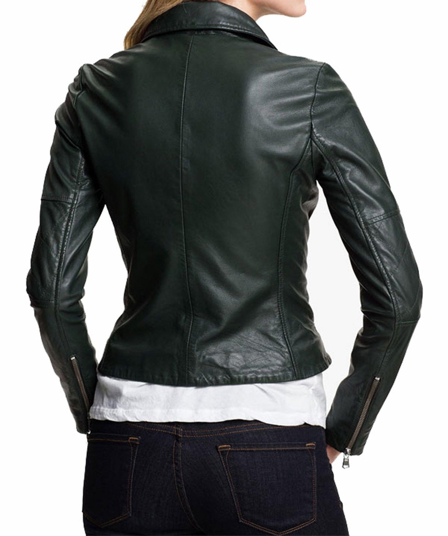Women's Genuine Leather Motorcycle Jacket Black WJ002 - Leather Safari