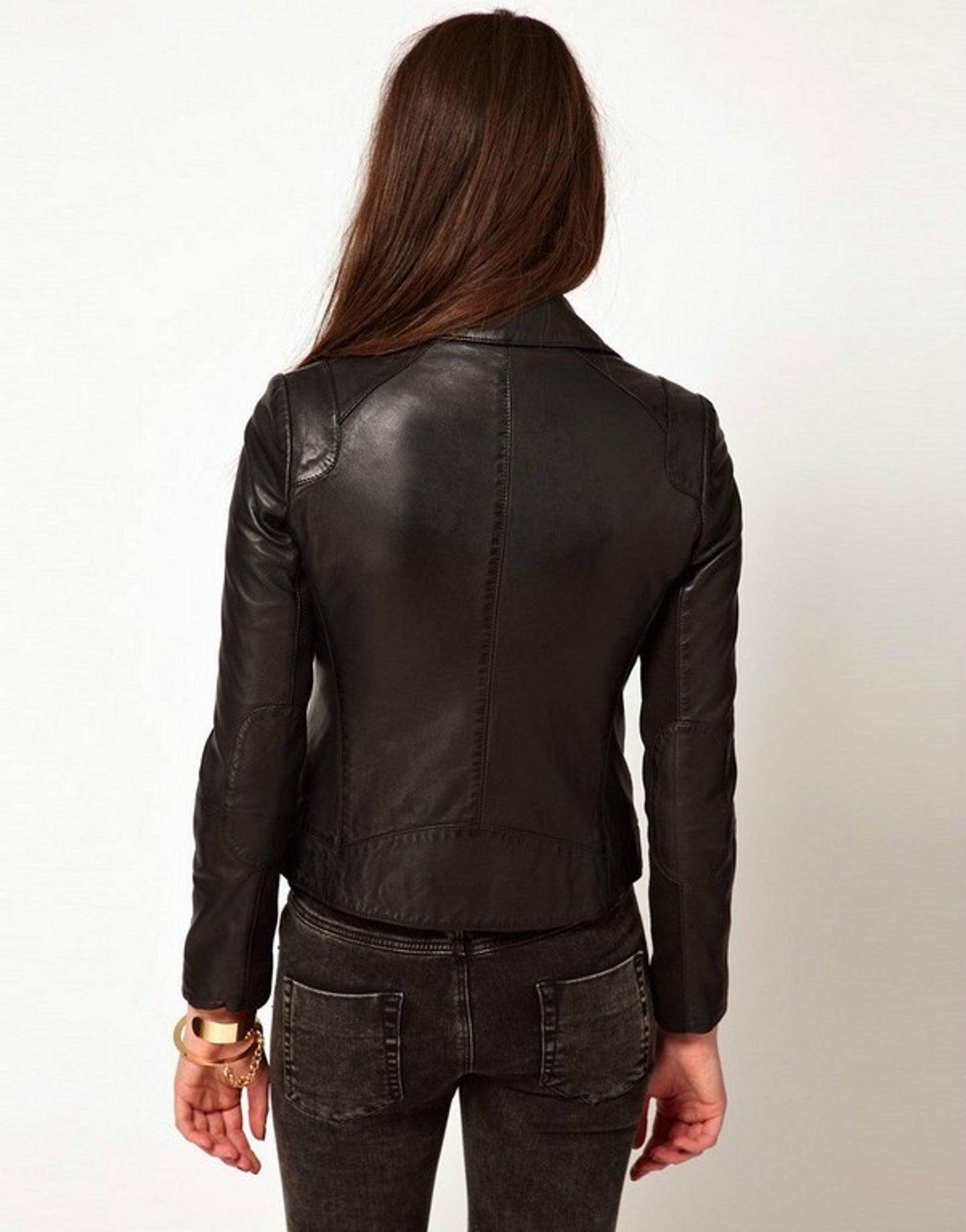 Women's Genuine Leather Motorcycle Jacket Black WJ008 - Leather Safari