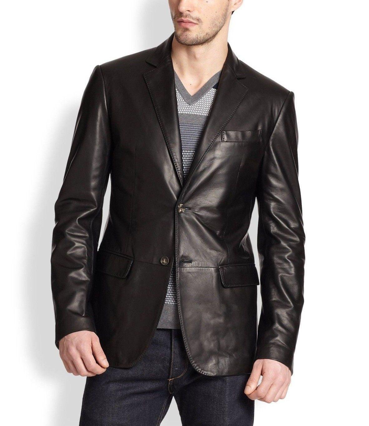 Men's TWO BUTTON Leather Blazer TB010 - Leather Safari
