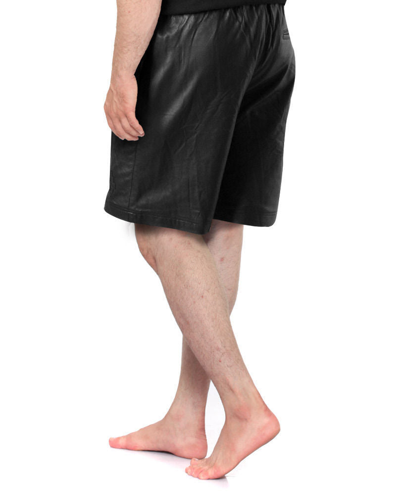Men's Knee Length Adjustable Fit Leather Shorts MH08