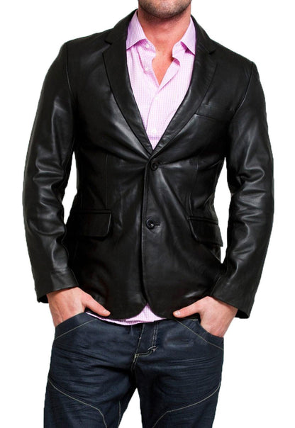 Men's TWO BUTTON Stylish Leather Blazer TB012 - Leather Safari