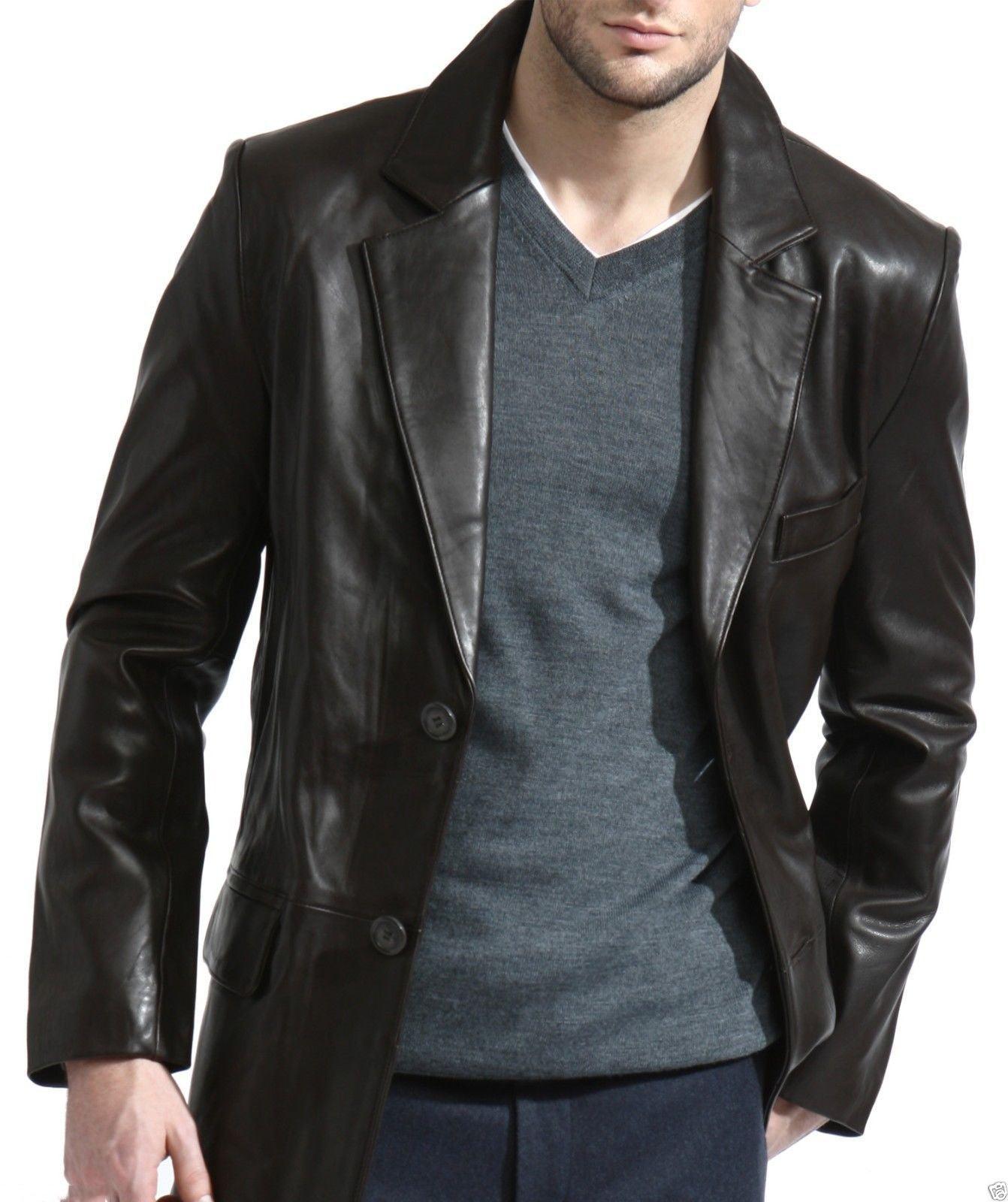 Men's TWO BUTTON Leather Blazer TB009 - Leather Safari