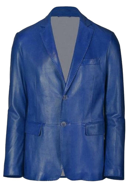 Men's TWO BUTTON Leather Blazer TB007 - Leather Safari