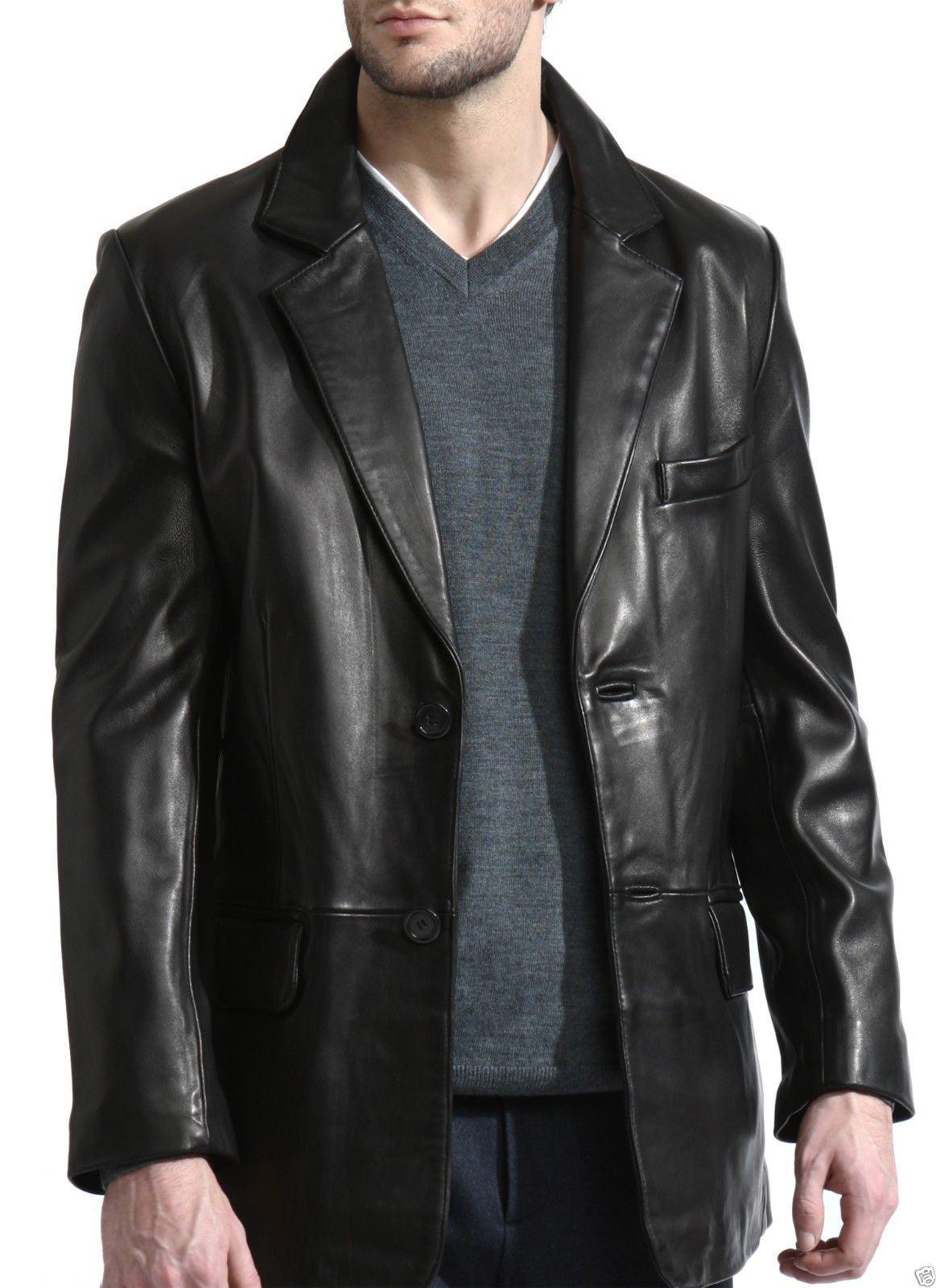 Men's TWO BUTTON Leather Blazer TB009 - Leather Safari