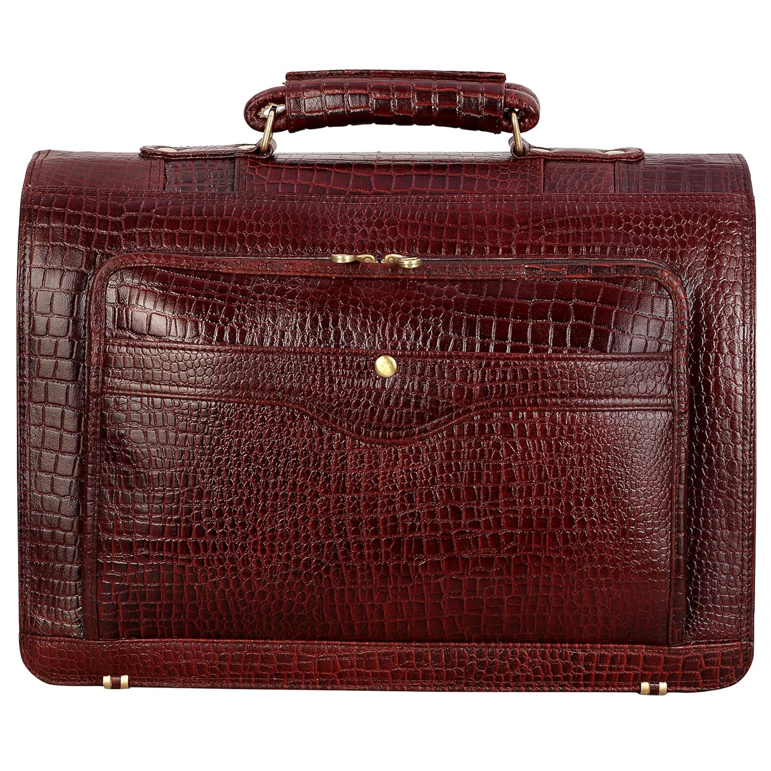 Premium Croc Brown Leather Office & Messenger Bag LB008 - Leather Safari