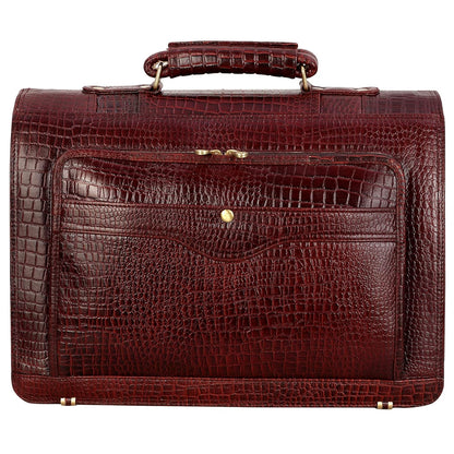 Premium Croc Brown Leather Office & Messenger Bag LB008 - Leather Safari
