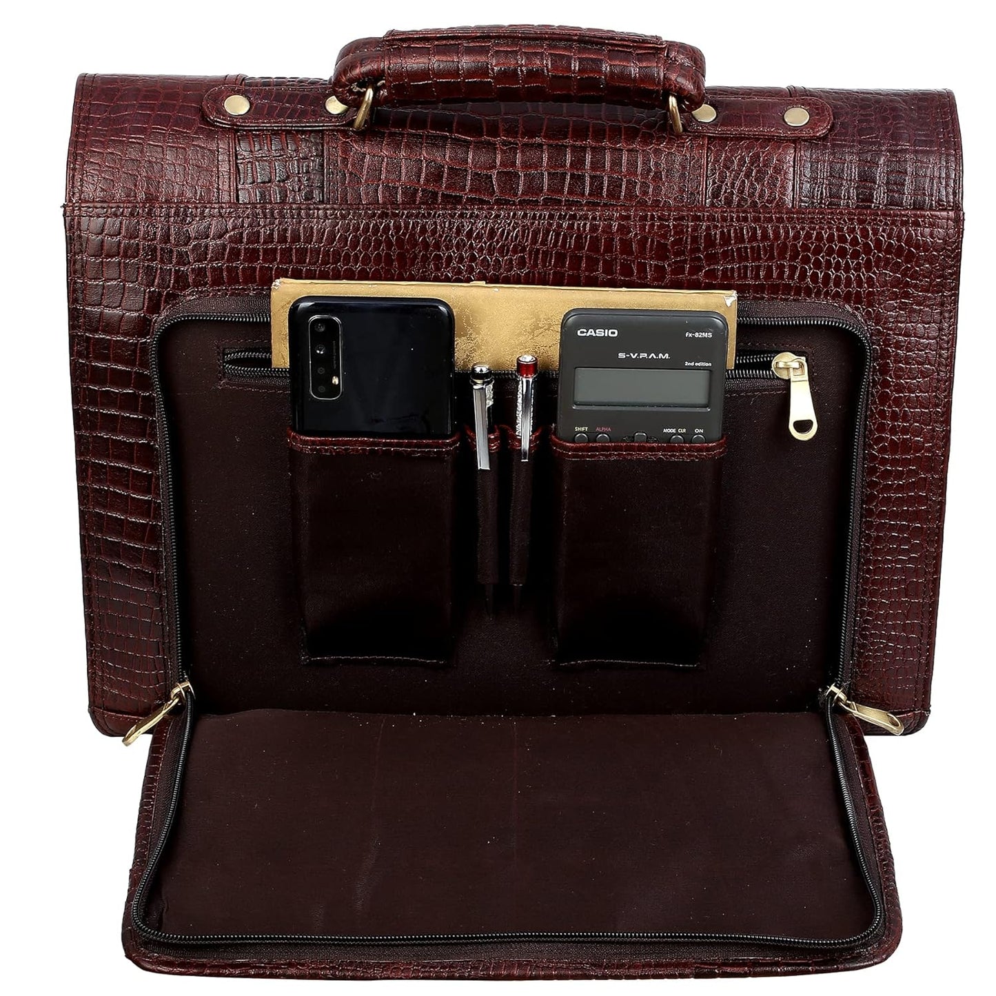 Premium Croc Brown Leather Office & Messenger Bag LB008 - Leather Safari