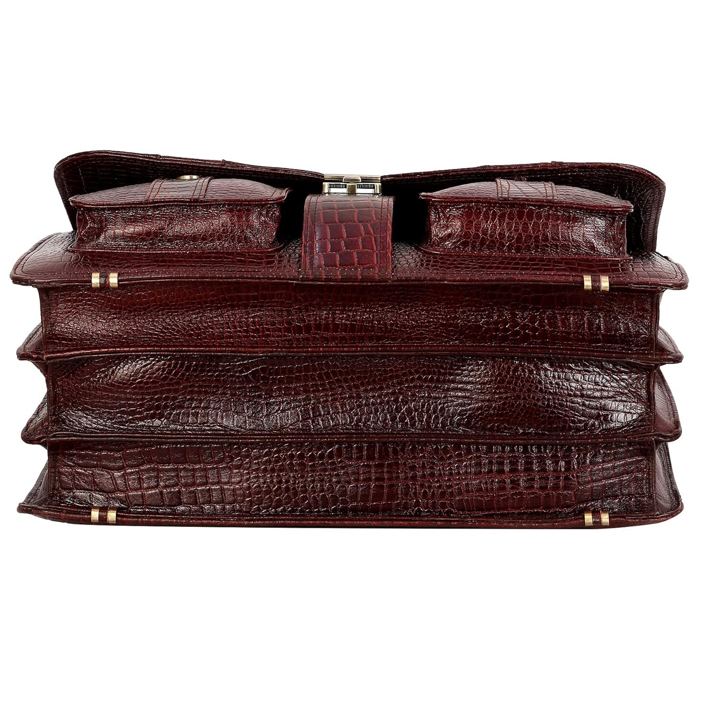 Premium Croc Brown Leather Office & Messenger Bag LB008 - Leather Safari