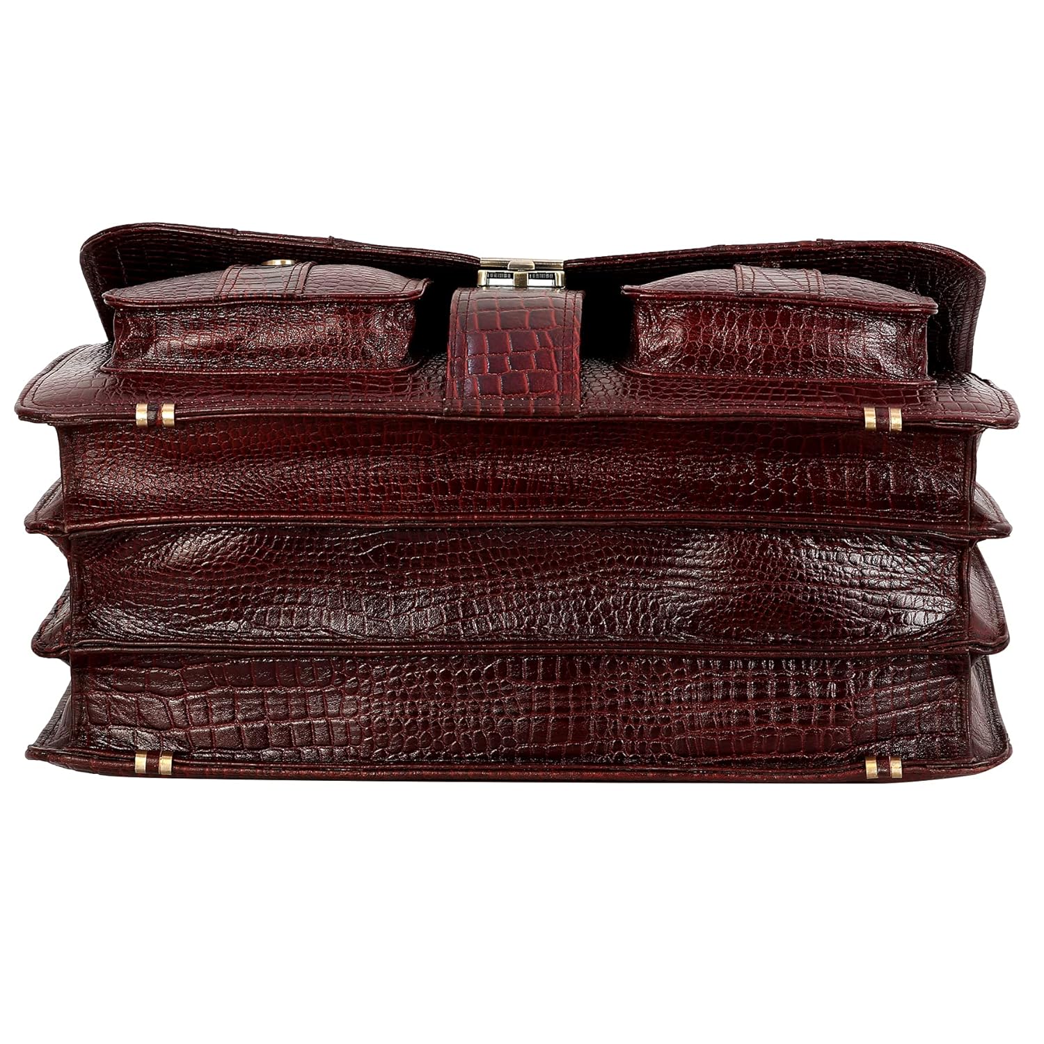 Premium Croc Brown Leather Office & Messenger Bag LB008 - Leather Safari