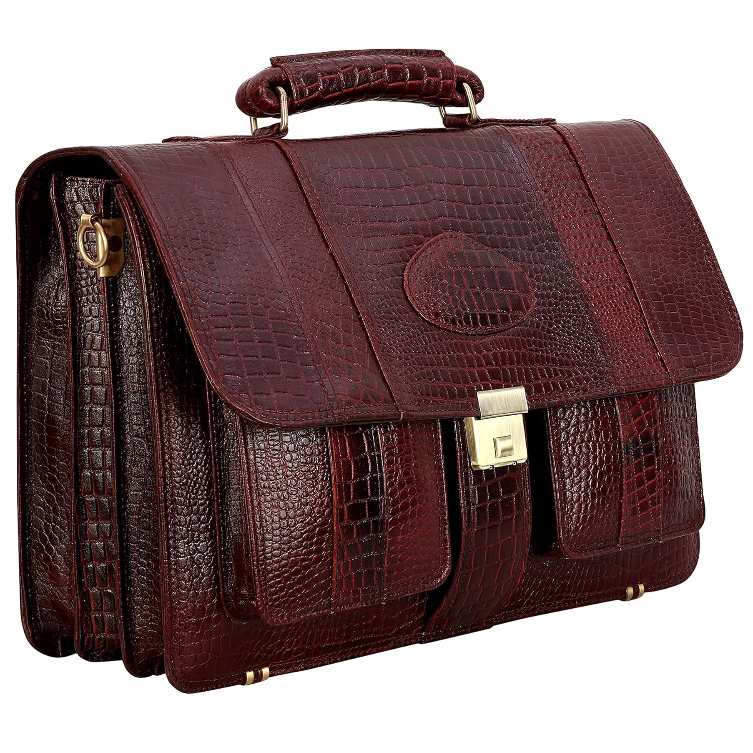 Premium Croc Brown Leather Office & Messenger Bag LB008 - Leather Safari