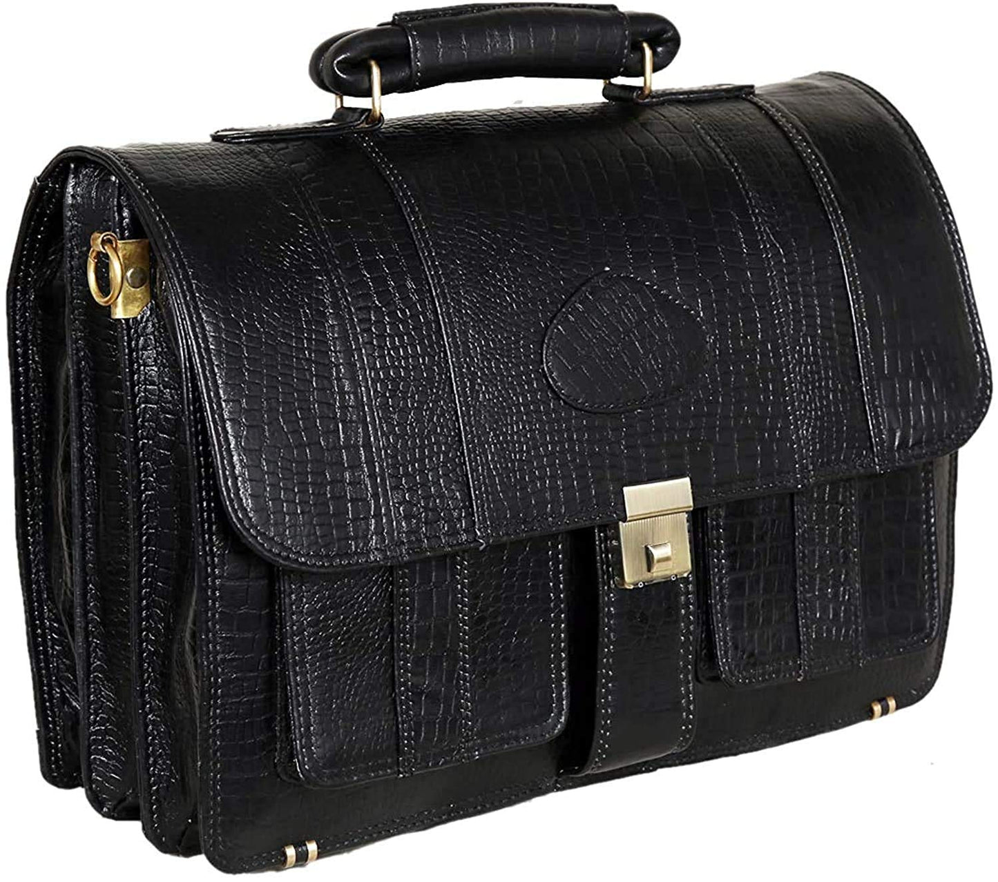 Premium Croc Brown Leather Office & Messenger Bag LB008 - Leather Safari