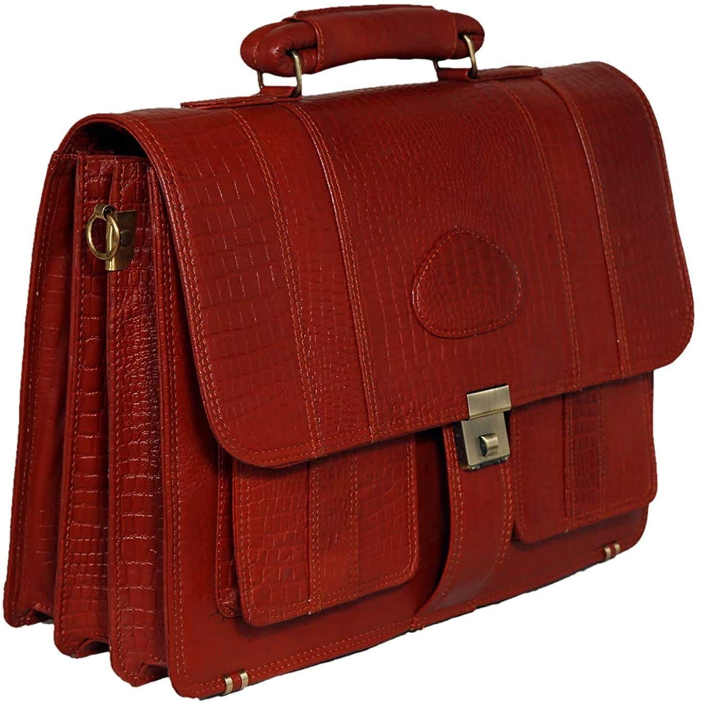 Premium Croc Brown Leather Office & Messenger Bag LB008 - Leather Safari
