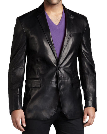 Men's TWO BUTTON Leather Blazer TB001 - Leather Safari