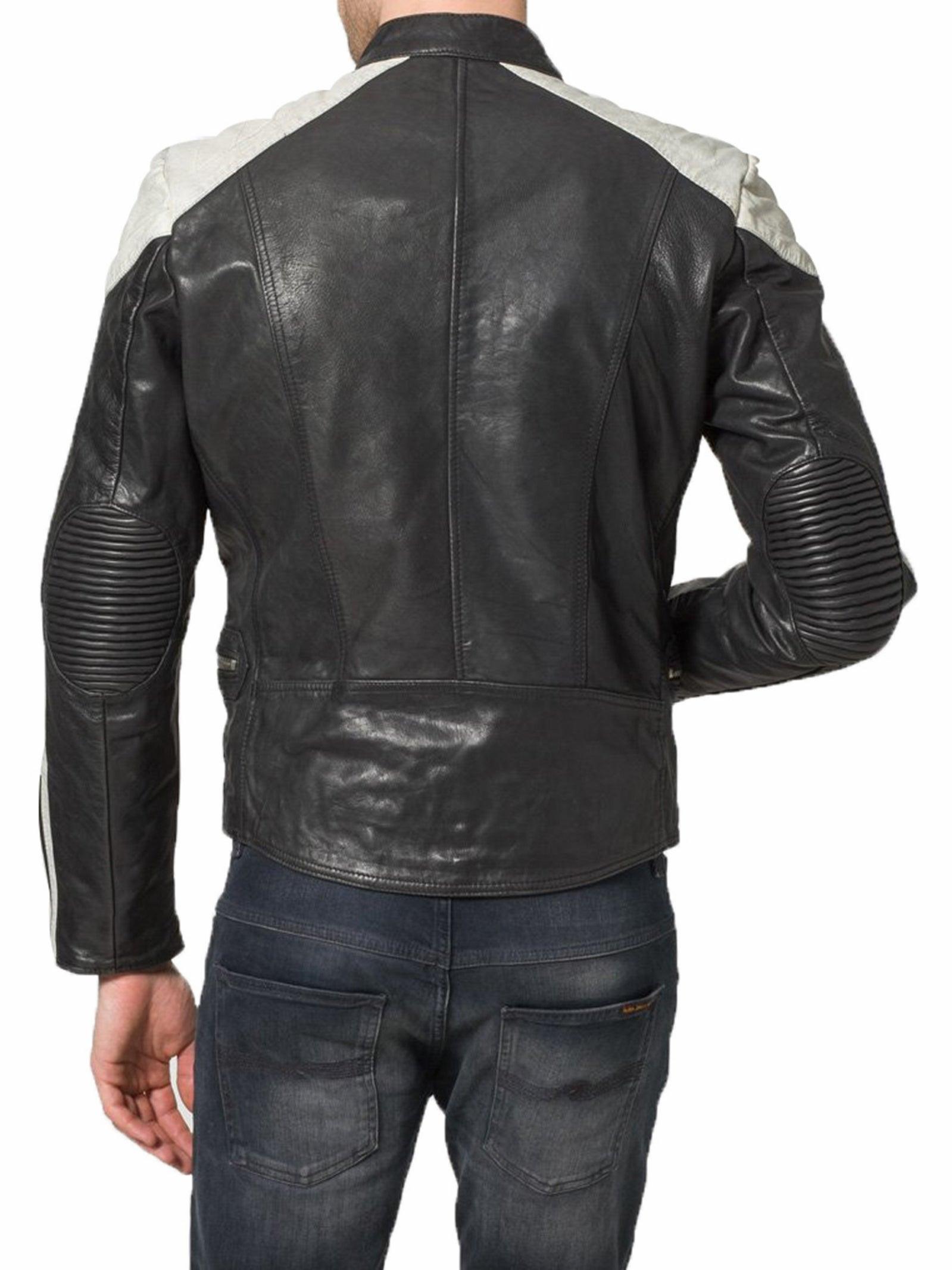 Men's Motorcycle Leather Jacket Black MJ012 - Leather Safari