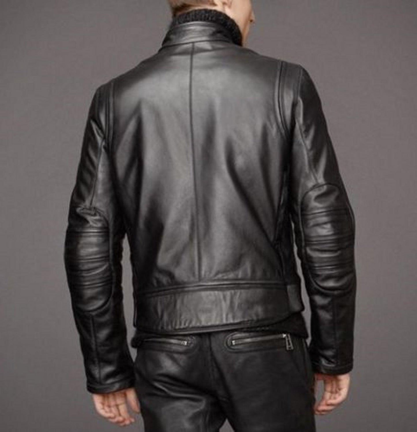Men's Motorcycle Leather Jacket Black MJ001 - Leather Safari