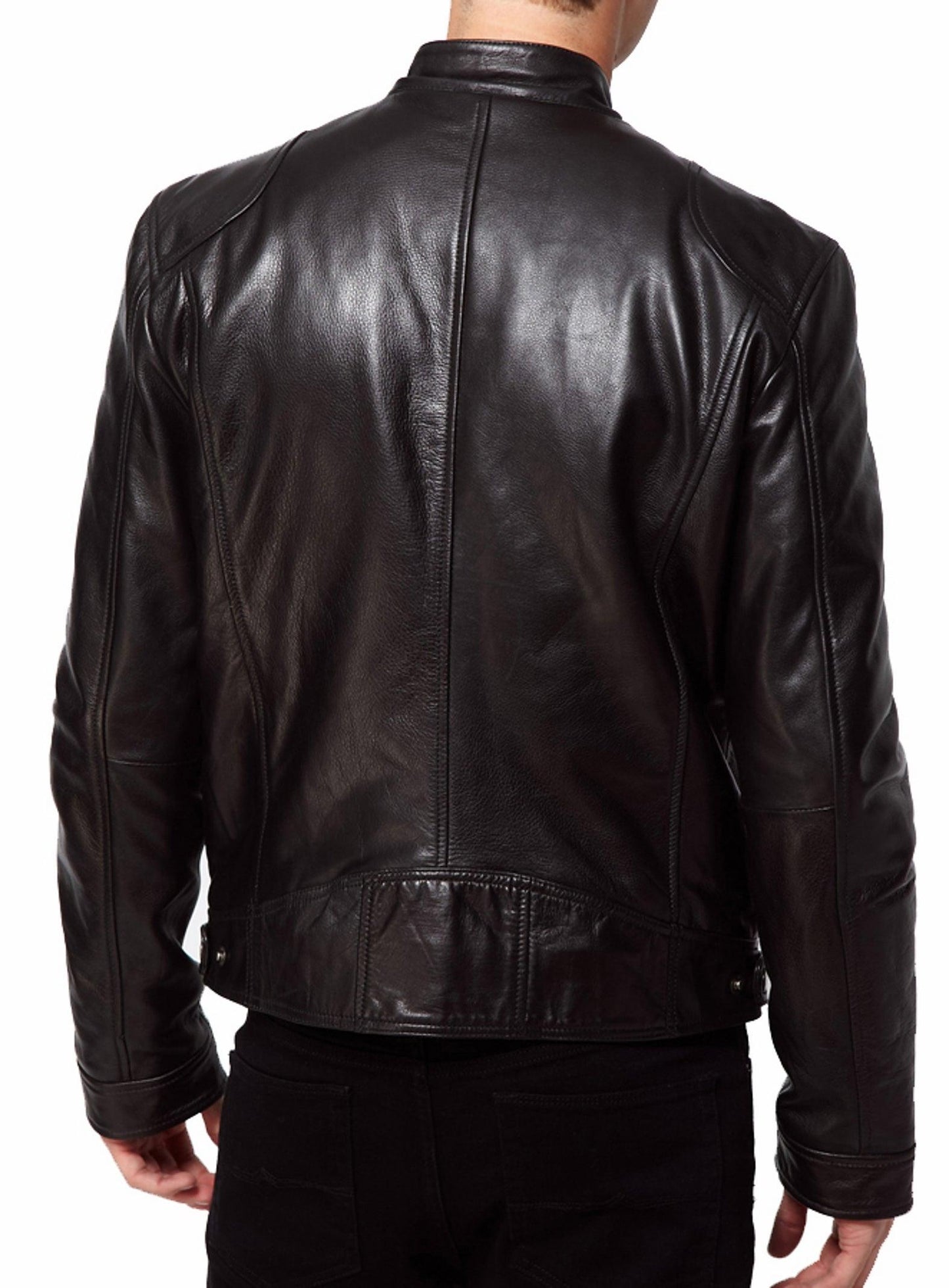 Men's Motorcycle Leather Jacket Black MJ004 - Leather Safari