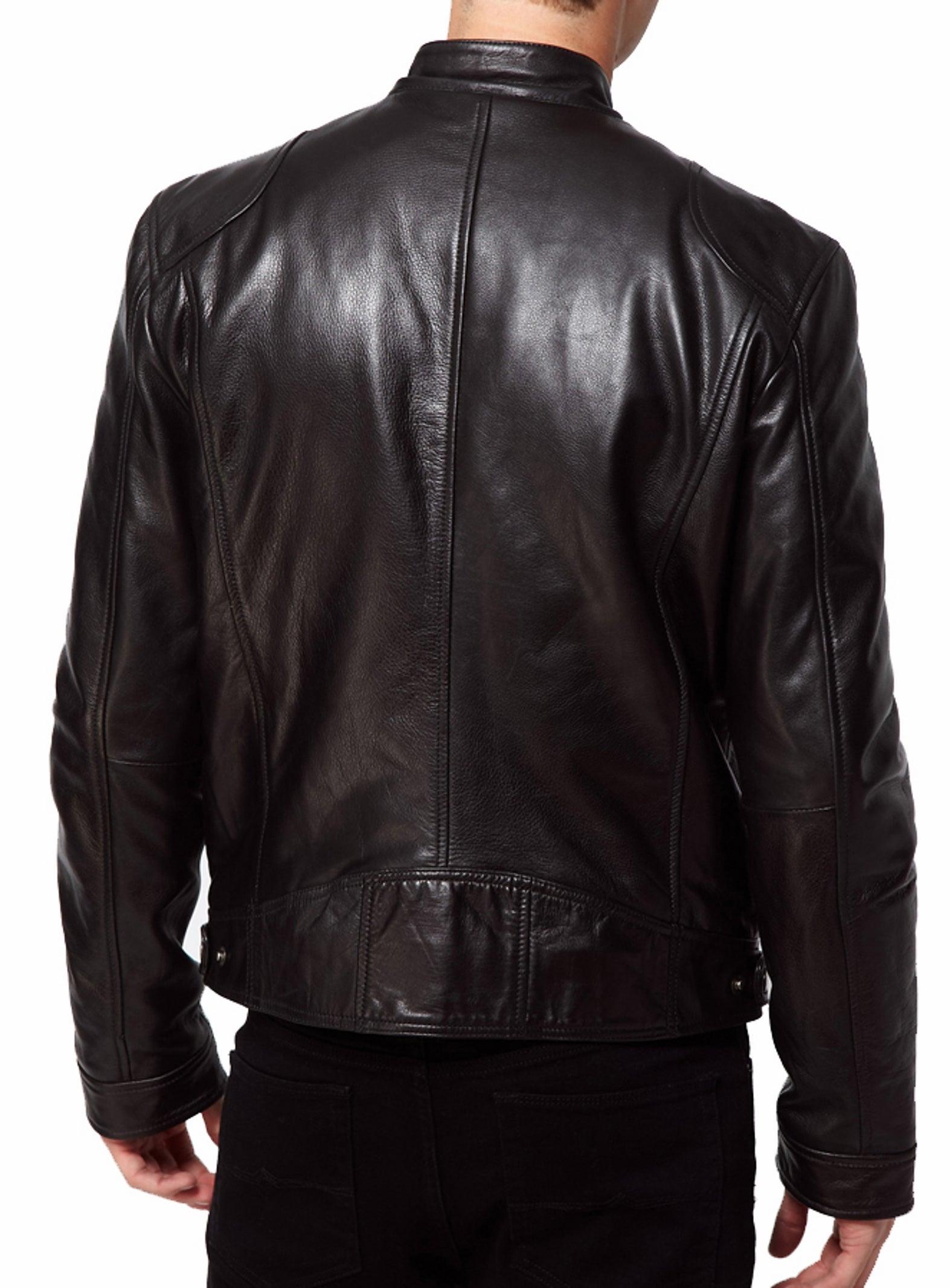 Men's Motorcycle Leather Jacket Black MJ004 - Leather Safari
