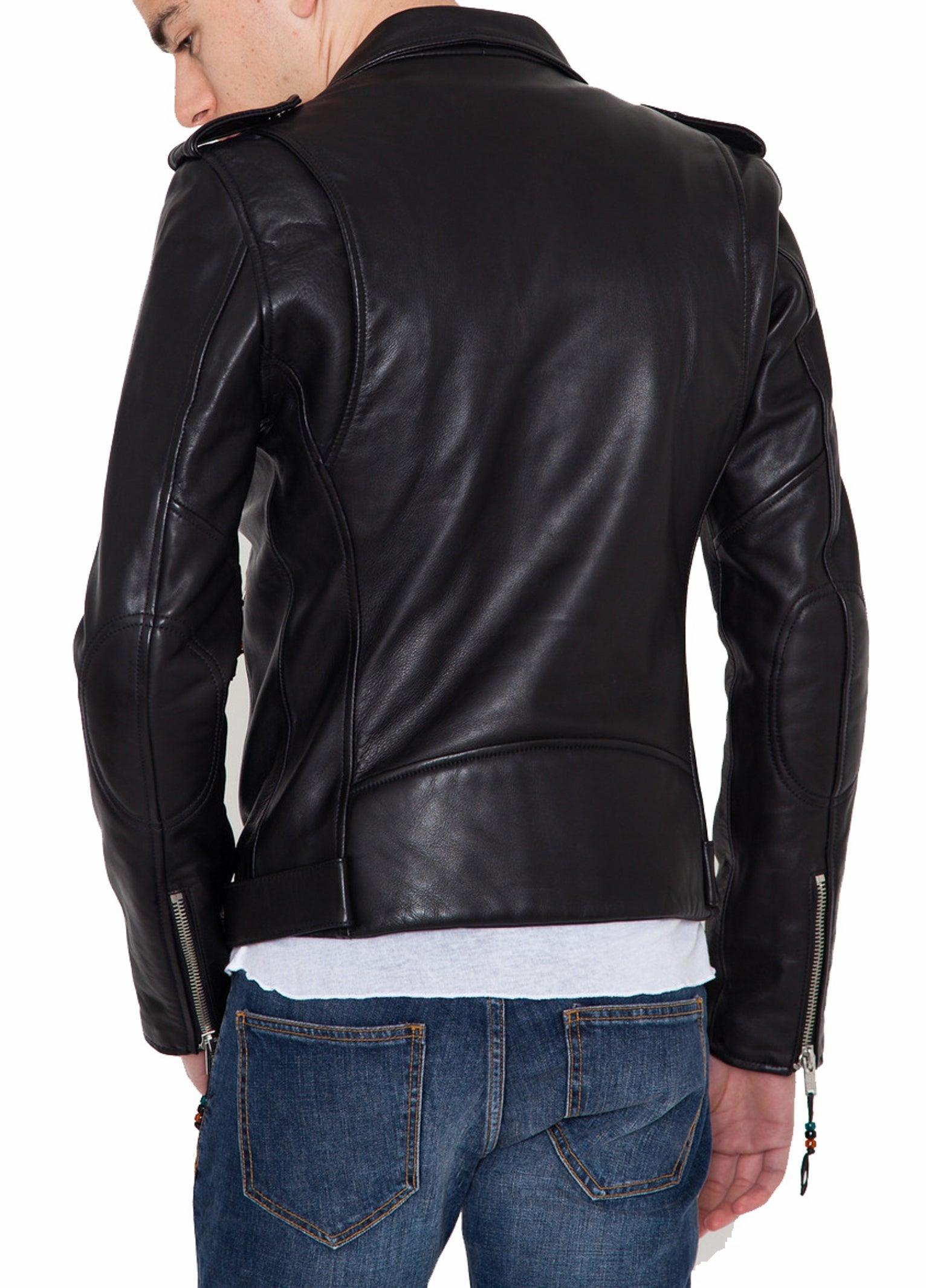 Men's Motorcycle Leather Jacket Black MJ017 - Leather Safari