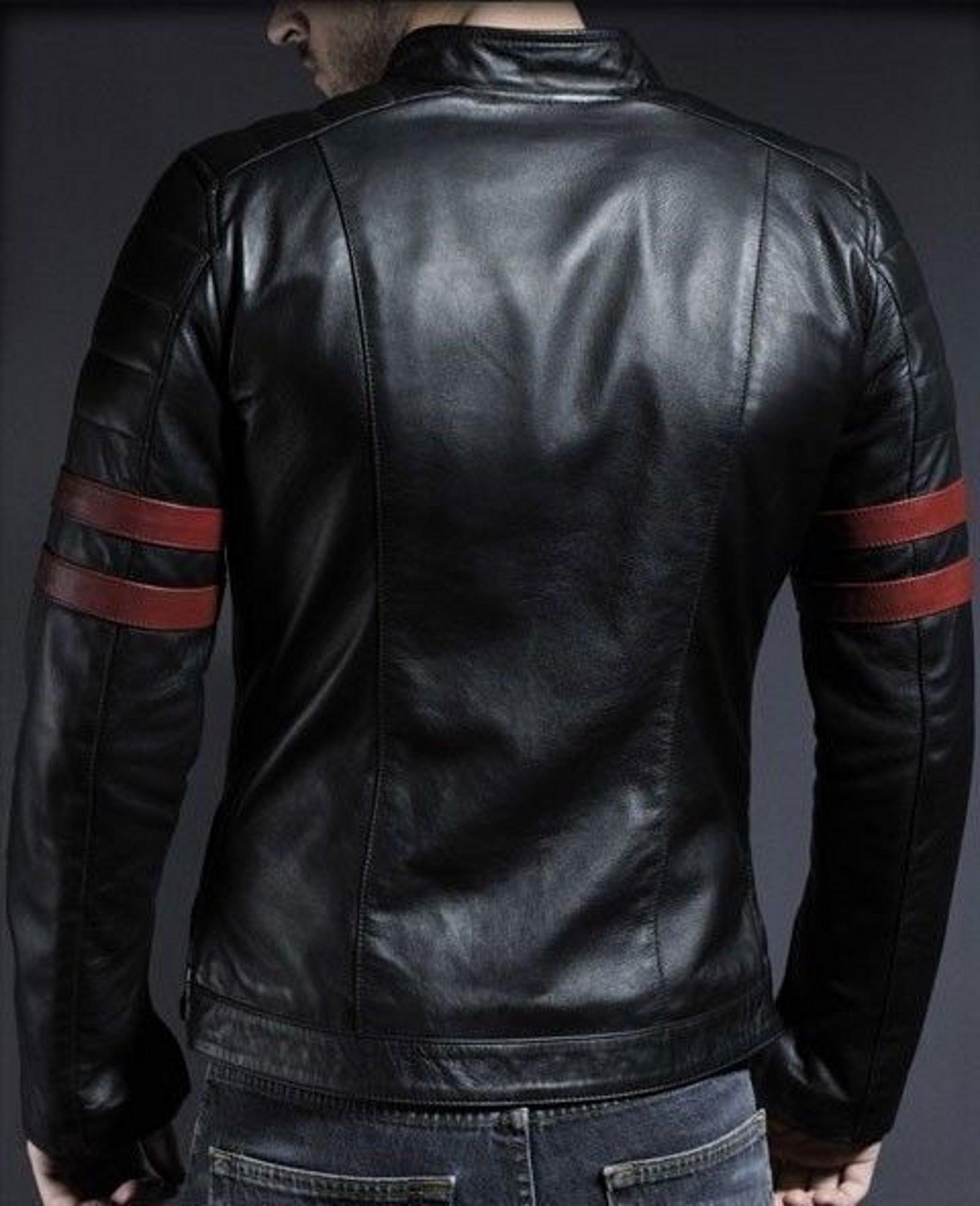 Men's Motorcycle Leather Jacket Black MJ005 - Leather Safari