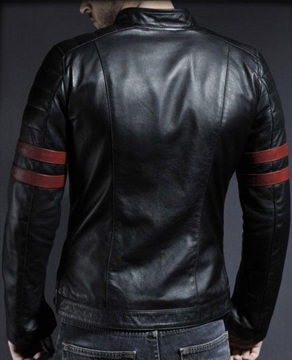 Men's Motorcycle Leather Jacket Black MJ005 - Leather Safari