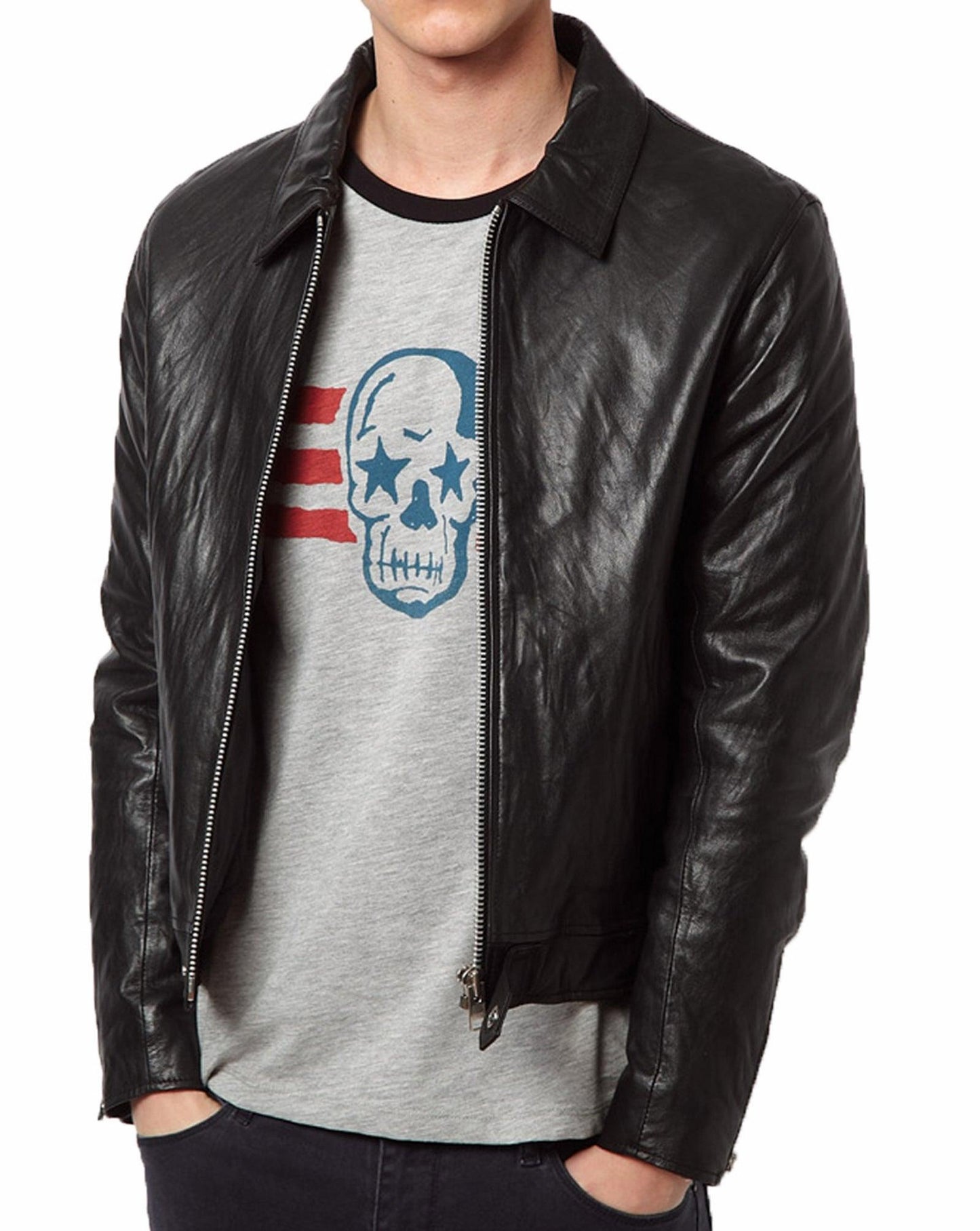 Men's Motorcycle Leather Jacket Black MJ013 - Leather Safari