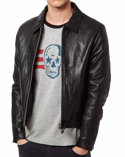 Men's Motorcycle Leather Jacket Black MJ013 - Leather Safari