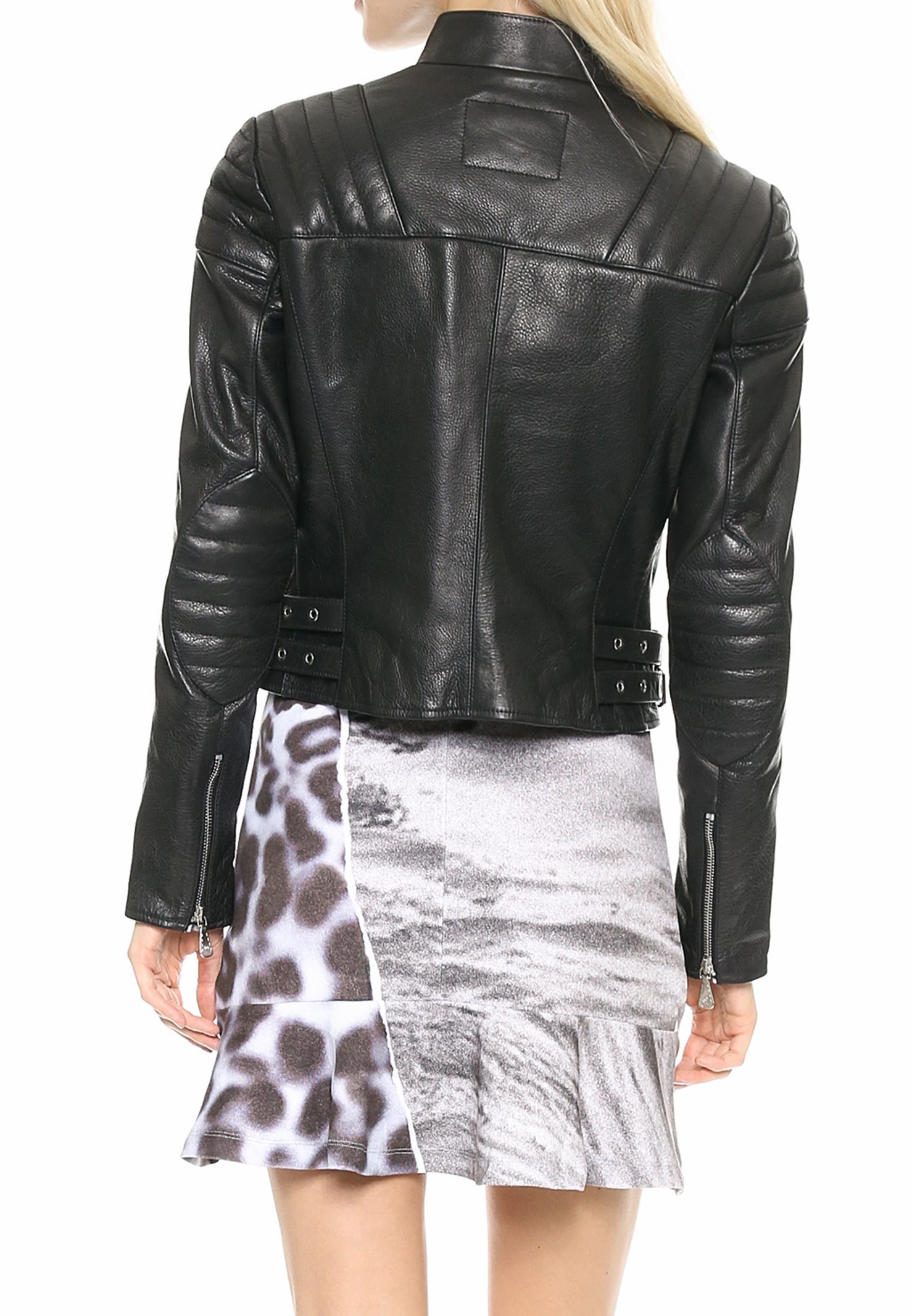 Women's Genuine Leather Motorcycle Jacket Black WJ019 - Leather Safari