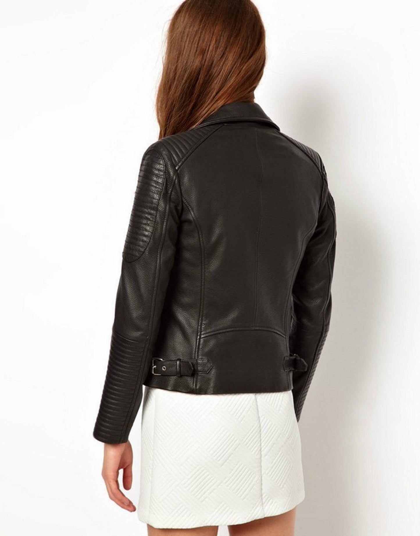 Women's Genuine Leather Motorcycle Jacket Black WJ006 - Leather Safari