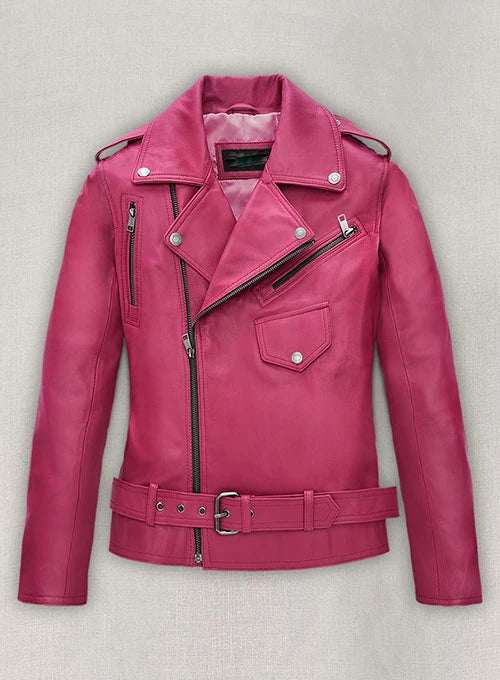Jessica Alba Hot Pink Leather Jacket