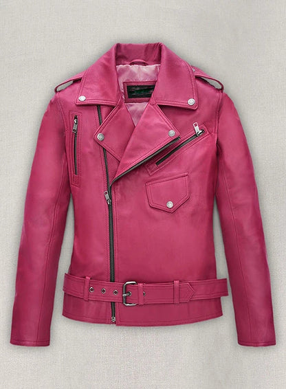 Jessica Alba Hot Pink Leather Jacket