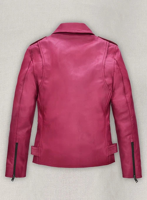 Jessica Alba Hot Pink Leather Jacket