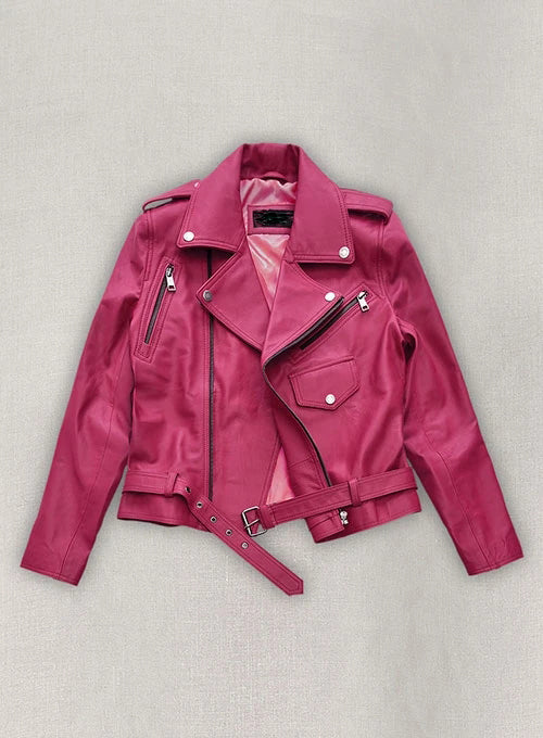 Jessica Alba Hot Pink Leather Jacket