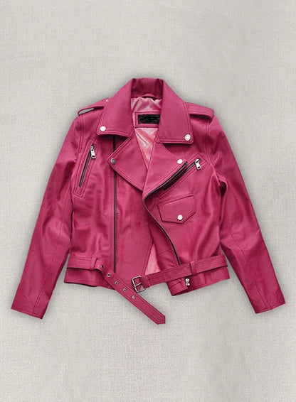 Jessica Alba Hot Pink Leather Jacket